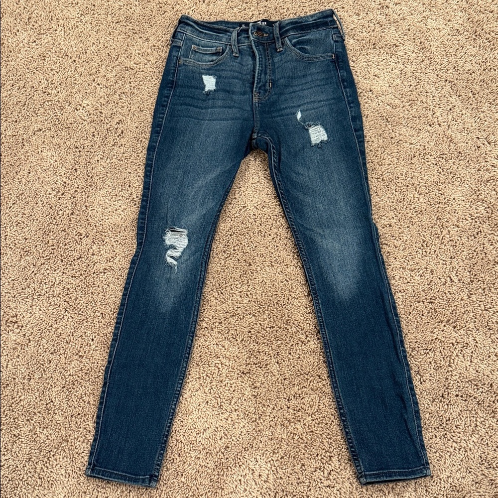 Hollister Navy Distressed Skinny Jeans